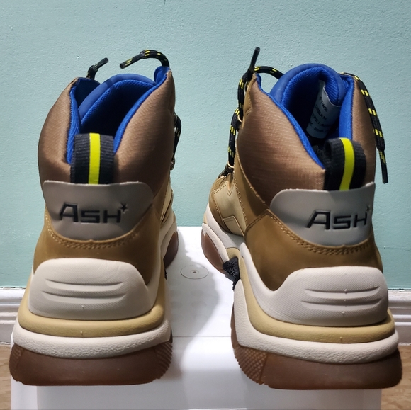 NIB ASH Alfa Alfa Mid-Top Suede Leather Platform Tan Hiking Sneakers Boots sz 41 - Picture 9 of 13